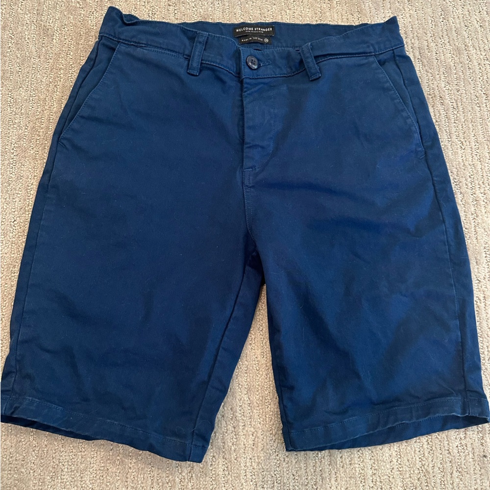 Welcome Stranger Chino Navy Blue Flat Front Shorts Casual Style